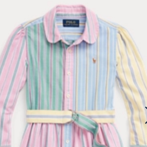 🆕 Polo Ralph Lauren Belted Cotton Oxford Fun Shirtdress, 6x - Picture 4 of 10